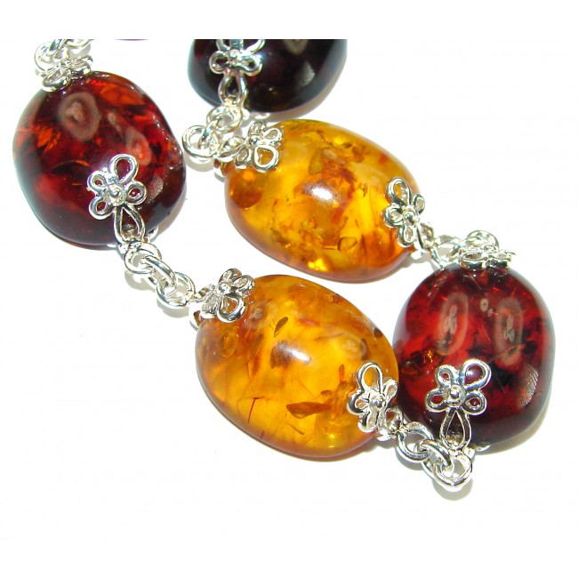 Cognac Color Beautiful Amber .925 Sterling Silver handcrafted Bracelet