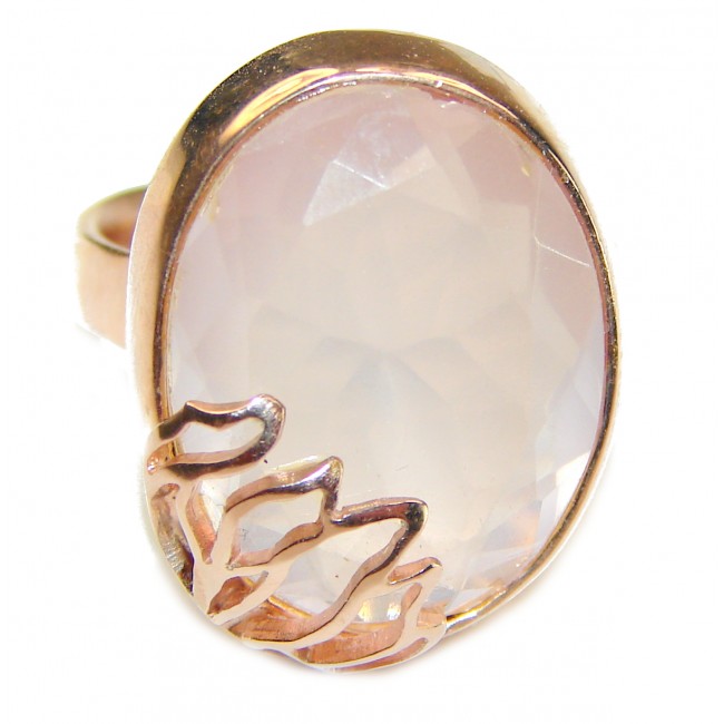 Authentic Brazilian Rose Quartz 14k Gold over .925 Sterling Silver incredible Ring size 8 1/4