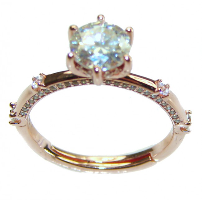 4.5 carat White Topaz 14K Rose Gold over .925 Sterling Silver handcrafted ring; s. 7 adjustable