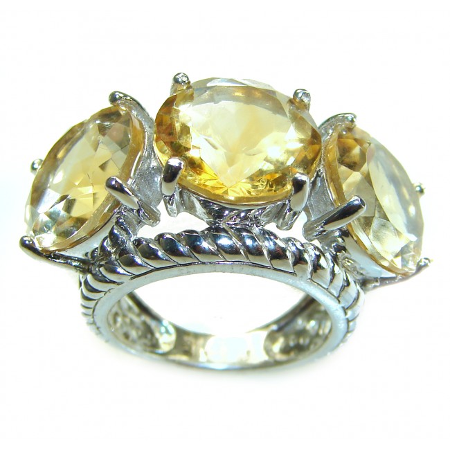 Golden Abundance 32.5 carat Citrine .925 Sterling Silver handmade Large Ring s. 6