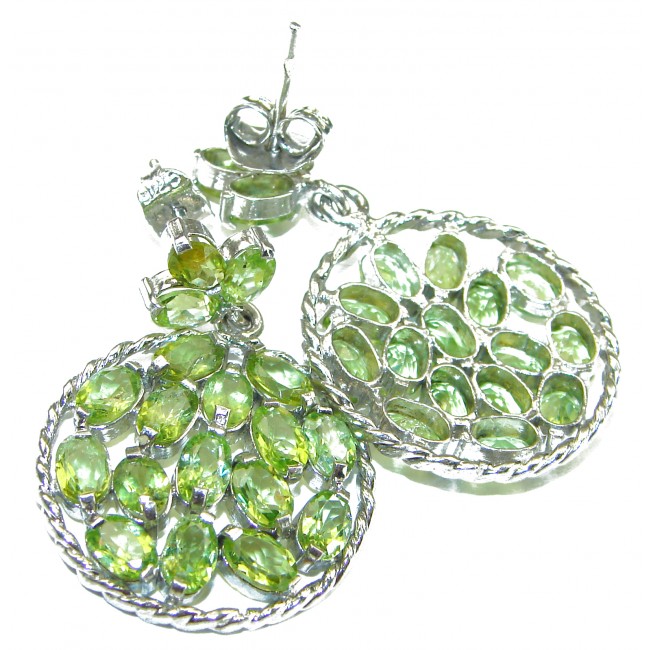 Incredible Beauty authentic Peridot .925 Sterling Silver handcrafted earrings