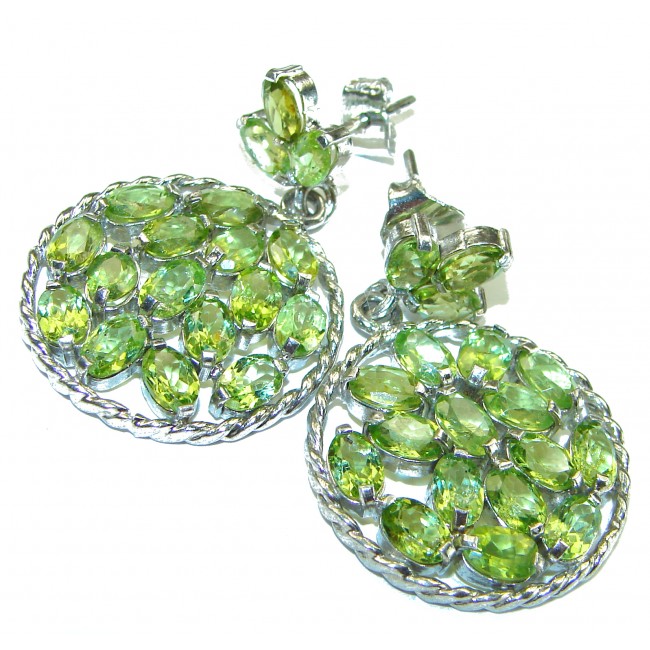 Incredible Beauty authentic Peridot .925 Sterling Silver handcrafted earrings