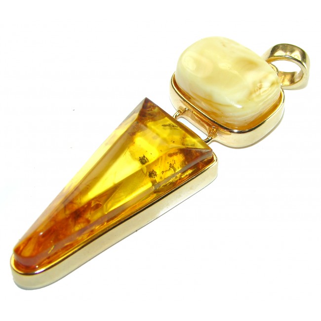 Incredible quality authentic butterscotch Baltic Amber 14k Gold over .925 Sterling Silver handcrafted pendant