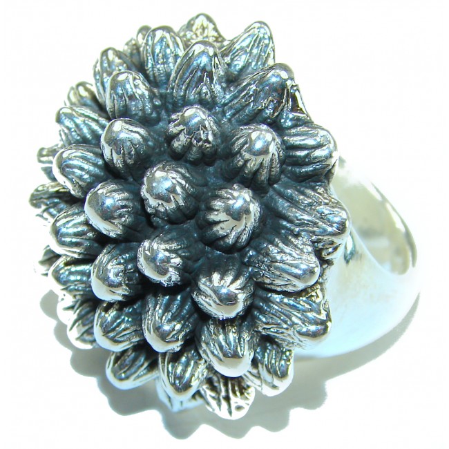 Large Flower Bali made .925 Sterling Silver handcrafted Ring s. 6 1/2