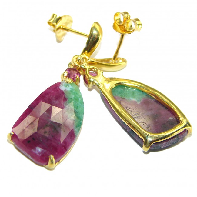 Amazing Ruby In Zoisite 14K Gold over .925 Sterling Silver earrings