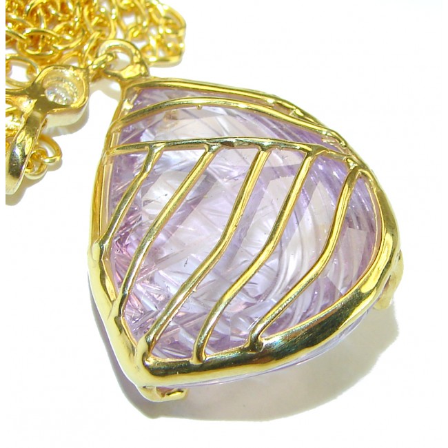 Authentic Carved Ametrine 14K Gold over .925 Silver handcrafted necklace