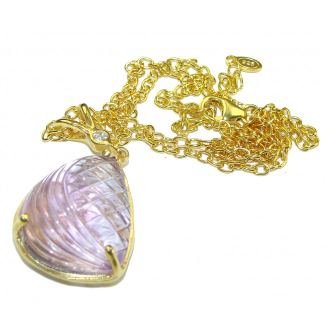 Authentic Carved Ametrine 14K Gold over .925 Silver handcrafted necklace