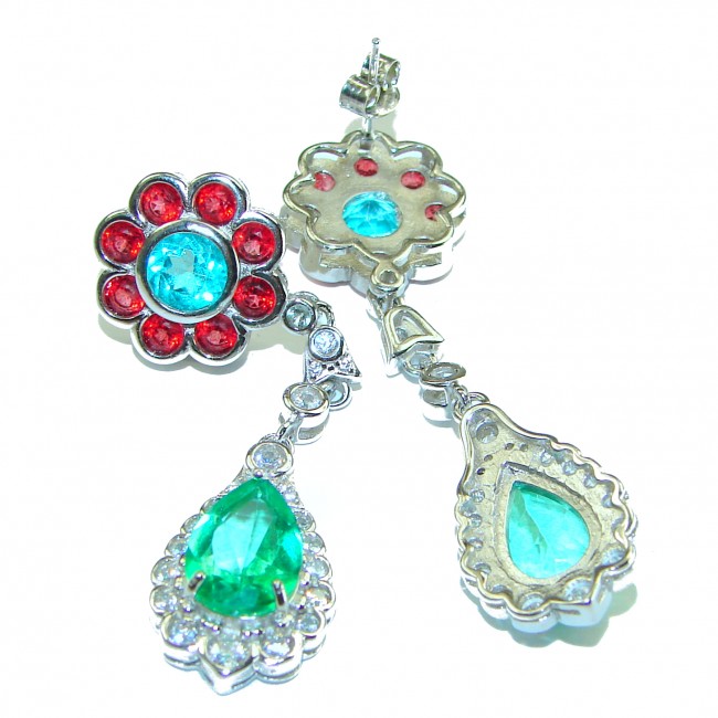 Summer Flowers Green Topaz .925 Sterling Silver handcrafted earrings