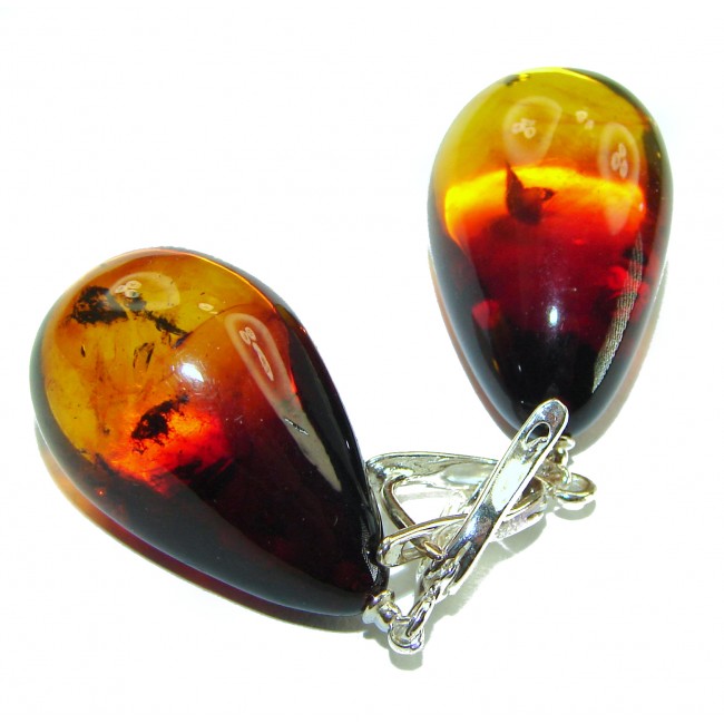 Golden Honey Drops authentic Baltic Amber .925 Sterling Silver earrings