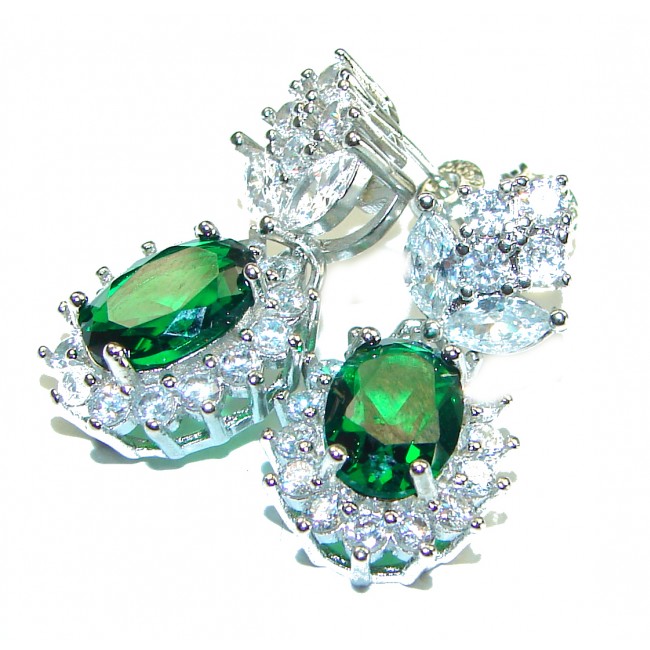 Very Unique Chrome Diopside .925 Sterling Silver handcrafted earrings