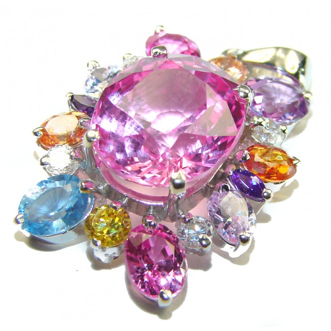 Princess Charm Pink Topaz .925 Sterling Silver handcrafted pendant