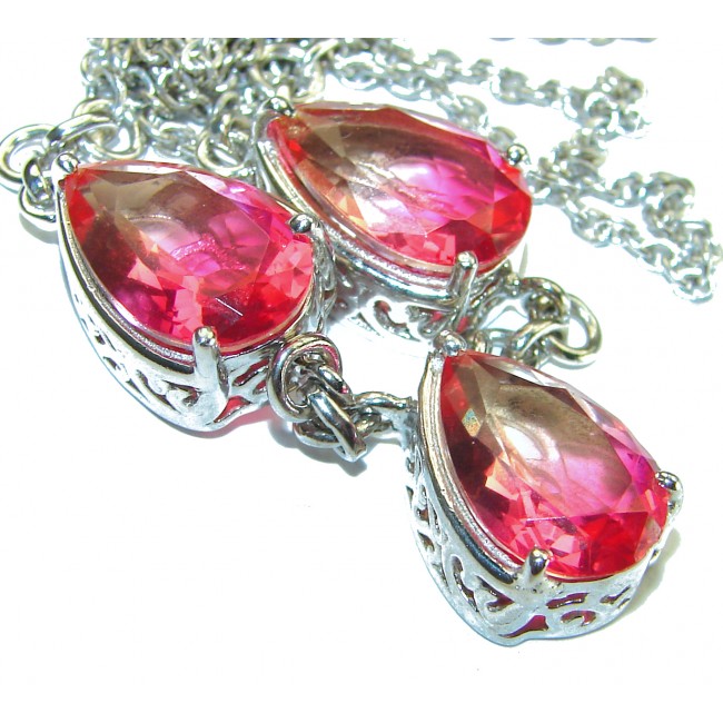 Graceful Pink Tourmaline .925 Sterling Silver handcrafted necklace