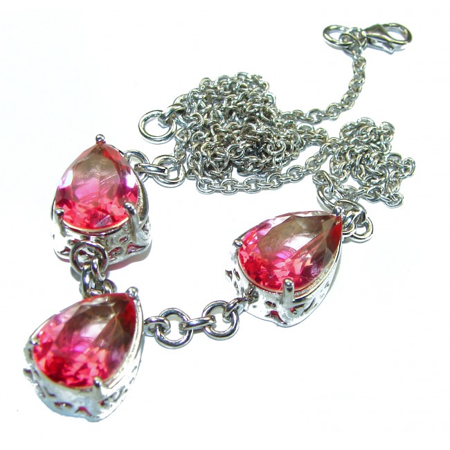 Graceful Pink Tourmaline .925 Sterling Silver handcrafted necklace