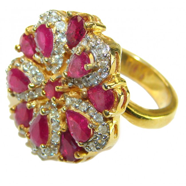 Bright Treasure Ruby 14K Gold over .925 Sterling Silver handmade Ring size 6 1/2