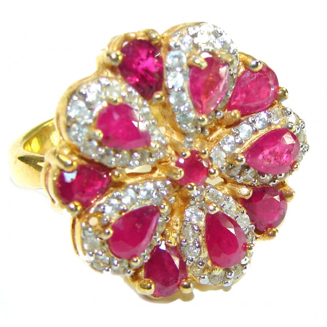 Bright Treasure Ruby 14K Gold over .925 Sterling Silver handmade Ring size 6 1/2