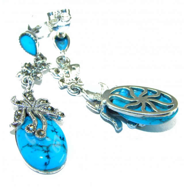 Blue Turquoise .925 Sterling Silver earrings