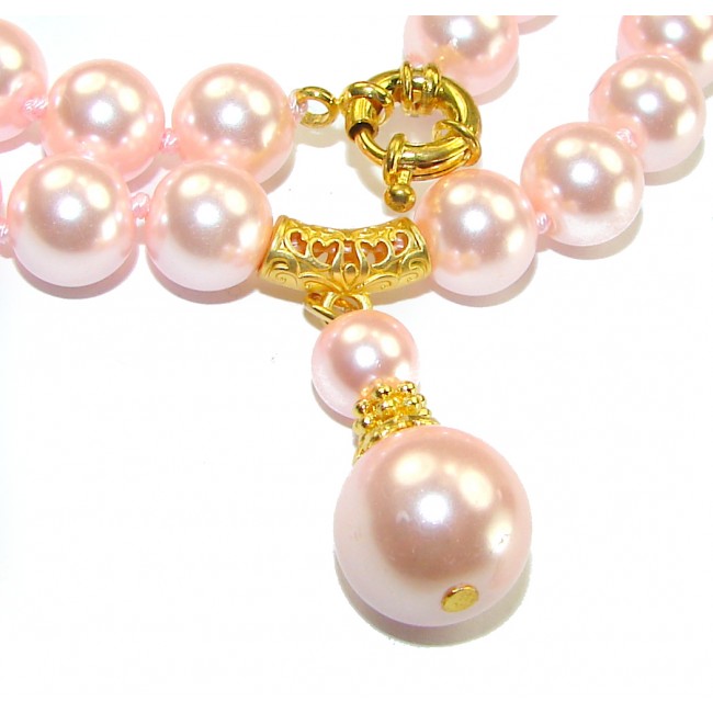 SEA BEAUTY Freshwater Pink Pearl 14K Gold over .925 Sterling Silver handcrafted Necklace