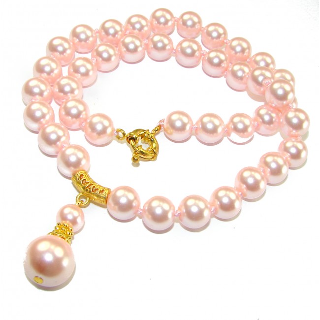 SEA BEAUTY Freshwater Pink Pearl 14K Gold over .925 Sterling Silver handcrafted Necklace