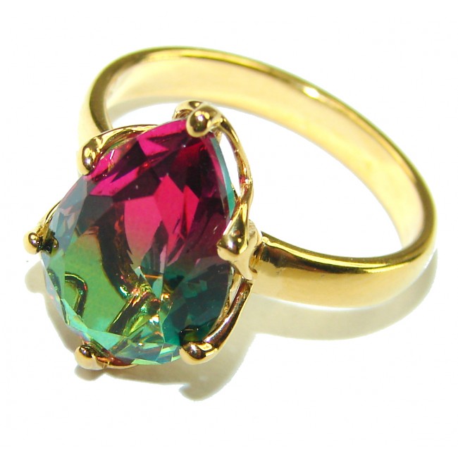 Brazilian Tourmaline 18K Gold over .925 Sterling Silver Perfectly handcrafted Ring s. 8