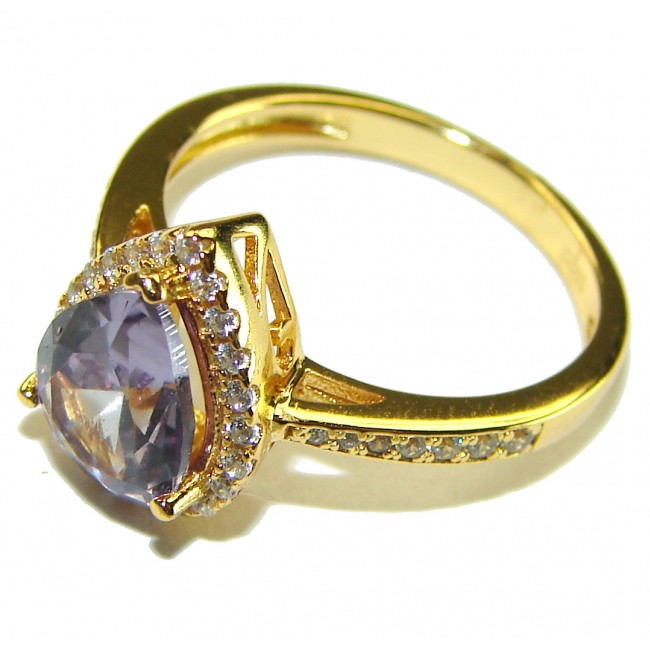 4.5 carat Alexandrite 14K Gold over .925 Sterling Silver handmade ring s. 6