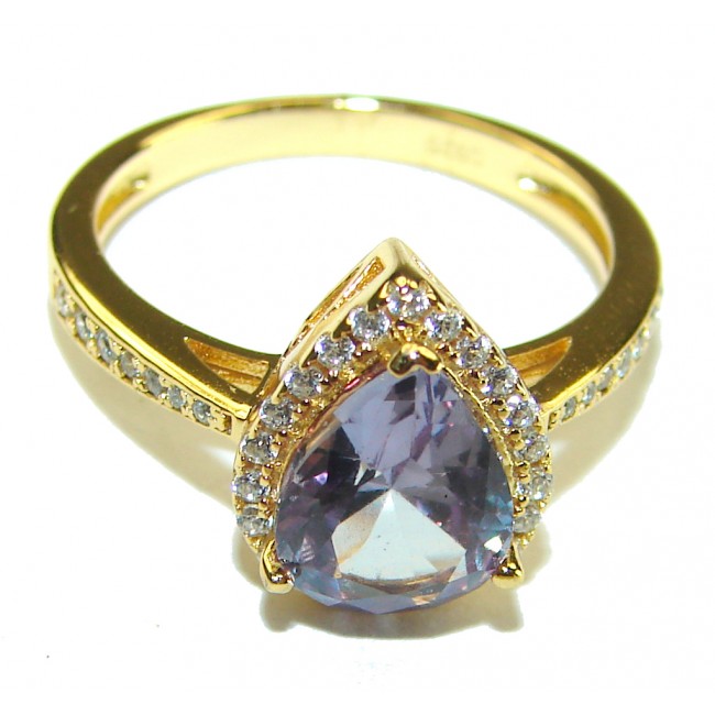 4.5 carat Alexandrite 14K Gold over .925 Sterling Silver handmade ring s. 6