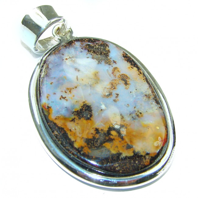 Authentic Australian Boulder Opal .925 Sterling Silver handmade Pendant