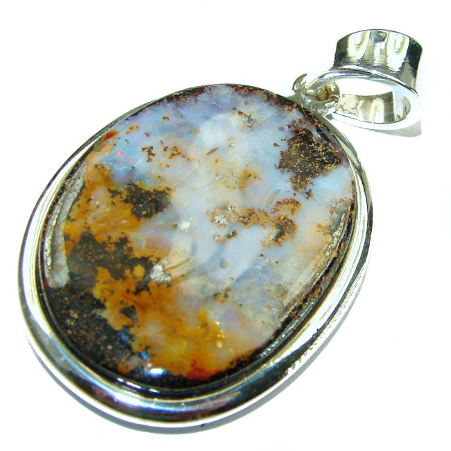 Authentic Australian Boulder Opal .925 Sterling Silver handmade Pendant