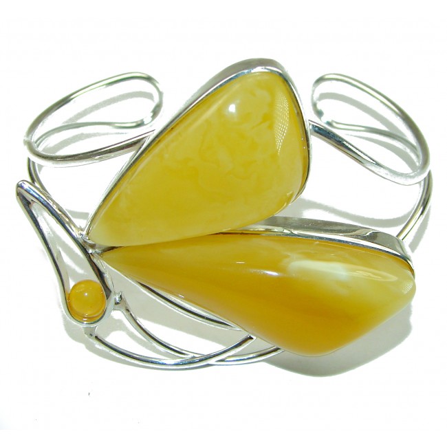 Vintage Design Genuine Butterscotch Baltic Amber .925 Sterling Silver handamde Bracelet / Cuff