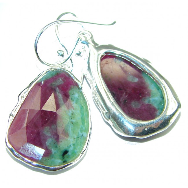 Amazing Ruby In Zoisite .925 Sterling Silver earrings