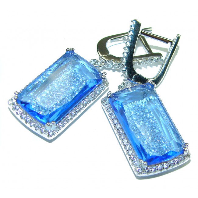 Endless Ocean natural Swiss Blue Topaz .925 Sterling Silver handcrafted earrings