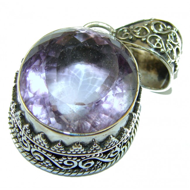 44.5 carat Perfect oval Cut Amethyst .925 Sterling Silver handcrafted Pendant