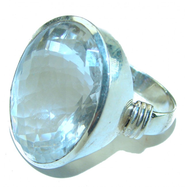 33.6 carat White Topaz .925 Sterling Silver handcrafted Large ring size 7 3/4