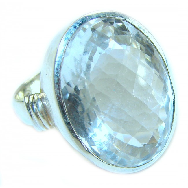 33.6 carat White Topaz .925 Sterling Silver handcrafted Large ring size 7 3/4