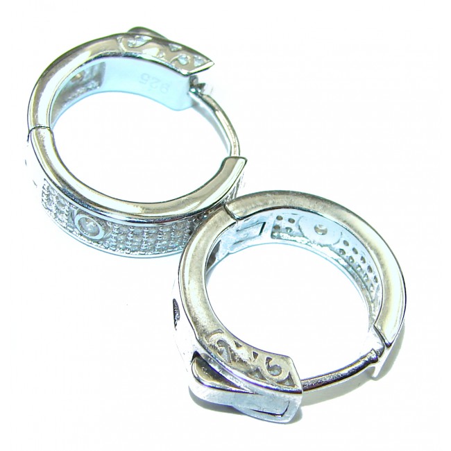 Amazing authentic White Topaz .925 Sterling Silver Huggie Hoop Earrings