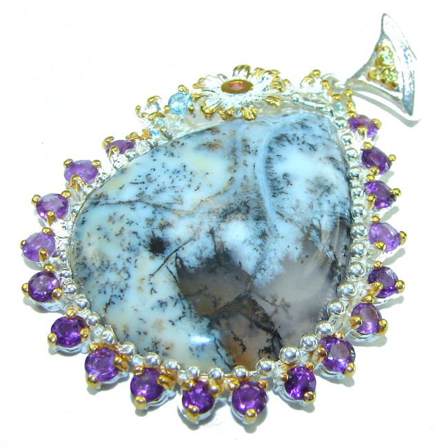 Perfect quality Dendritic Agate .925 Sterling Silver handmade Pendant