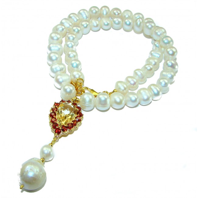 Precious 16 inches Long genuine Pearl 14K Gold over .925 Sterling Silver handcrafted Necklace