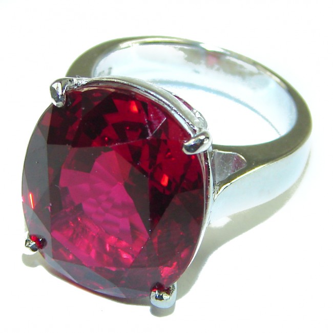 Brilliance 12.5 carat Red Topaz .925 Silver handcrafted Cocktail Ring s. 5 1/2