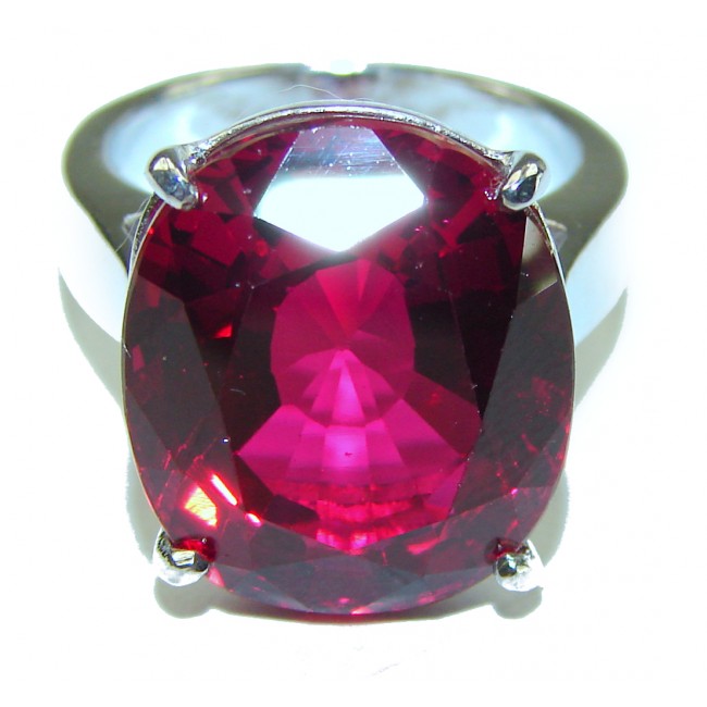 Brilliance 12.5 carat Red Topaz .925 Silver handcrafted Cocktail Ring s. 5 1/2