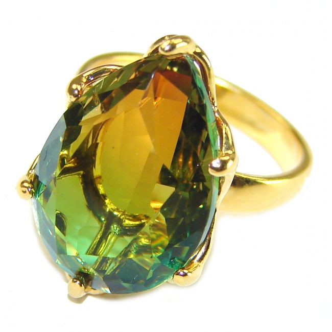 Brazilian Tourmaline 18K Gold over .925 Sterling Silver Perfectly handcrafted Ring s. 6 1/4