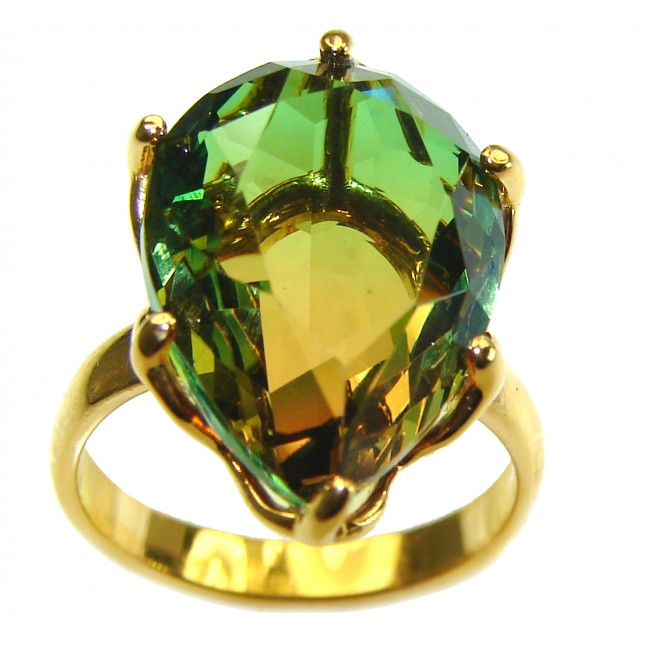 Brazilian Tourmaline 18K Gold over .925 Sterling Silver Perfectly handcrafted Ring s. 6 1/4