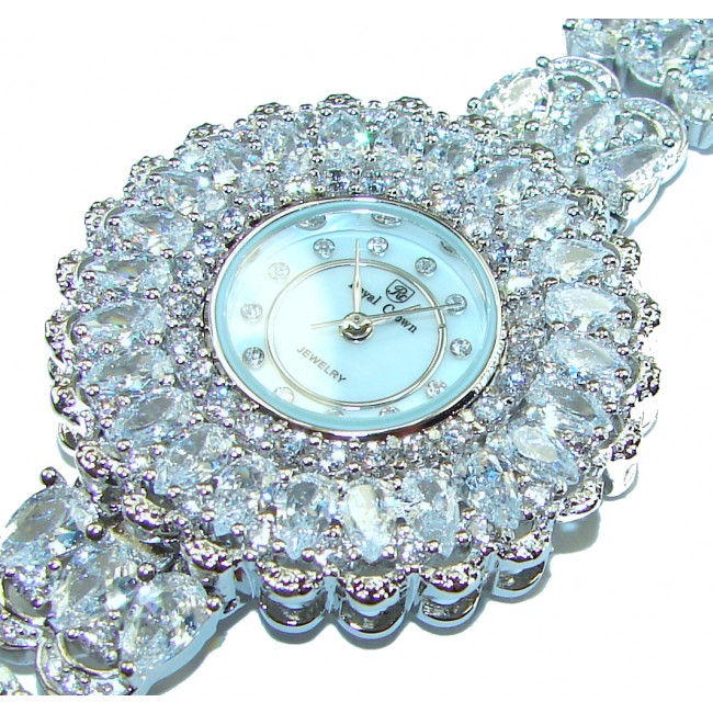 Precious White Topaz .925 Sterling Silver handmade Bracelet Watch