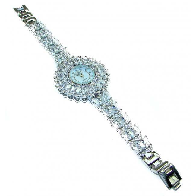 Precious White Topaz .925 Sterling Silver handmade Bracelet Watch