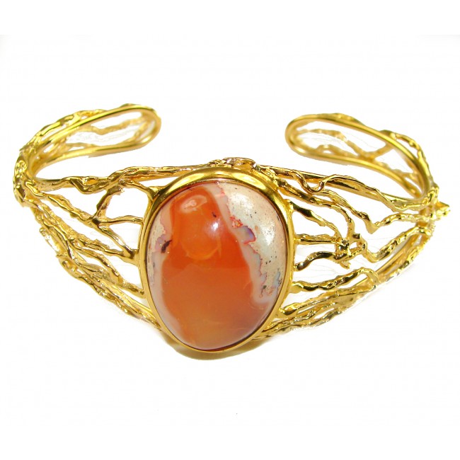 Sahara Desert Sunset Mexican Opal handmade 14K Gold over .925 Sterling Silver Bracelet / Cuff