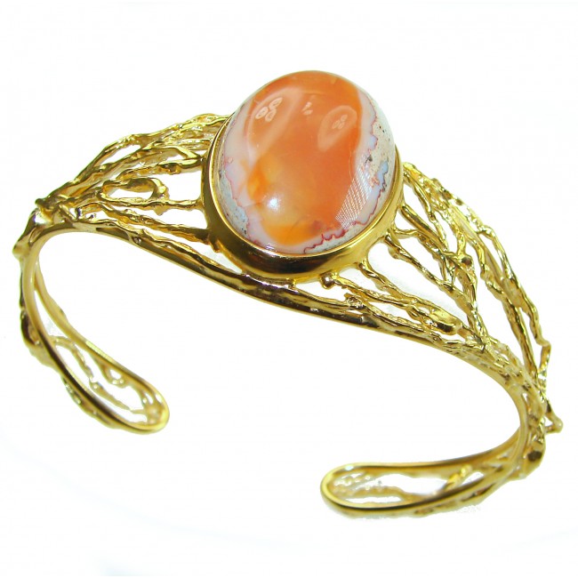 Sahara Desert Sunset Mexican Opal handmade 14K Gold over .925 Sterling Silver Bracelet / Cuff