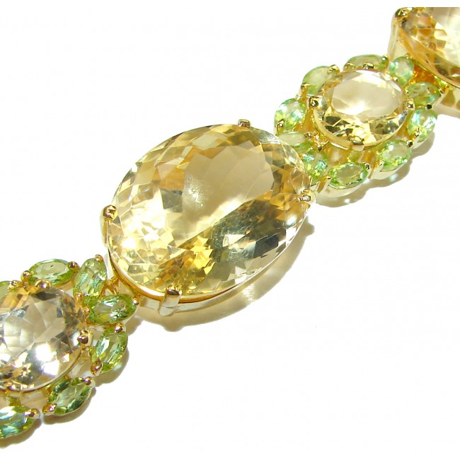 Bernadette Italy made Luxurious Lemon Quartz Tourmaline 18K Gold over .925 Sterling Silver handcrafted Bracelet