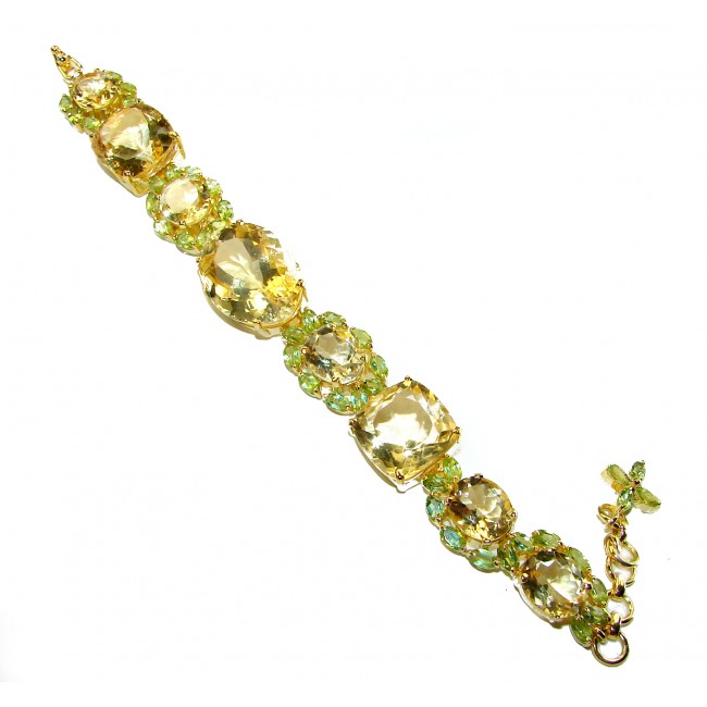 Bernadette Italy made Luxurious Lemon Quartz Tourmaline 18K Gold over .925 Sterling Silver handcrafted Bracelet