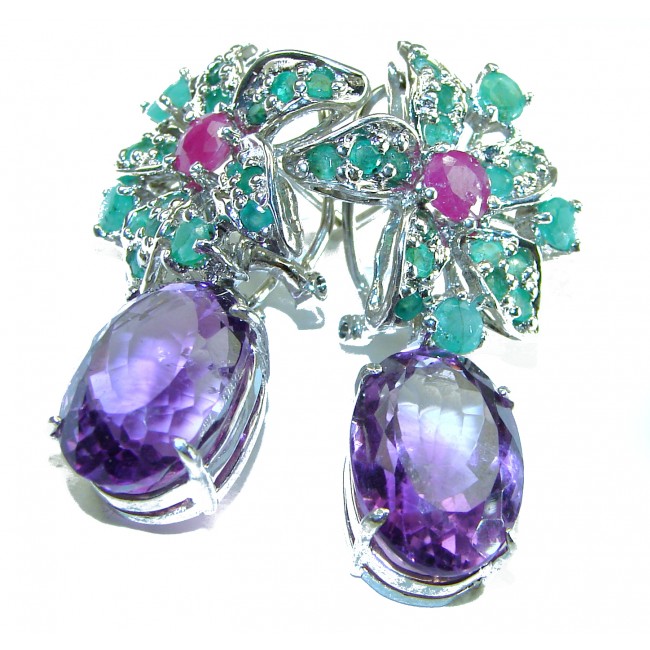 Purple Desire authentic Amethyst .925 Sterling Silver Statement handcrafted earrings