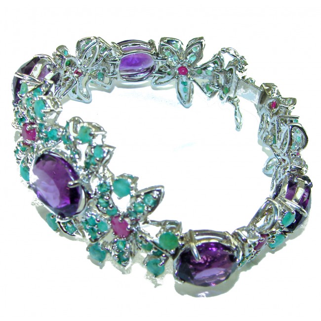 Purple Beauty authentic African Amethyst Ruby .925 Sterling Silver handcrafted Bracelet