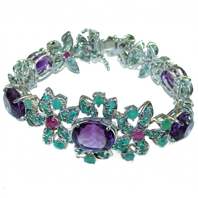 Purple Beauty authentic African Amethyst Ruby .925 Sterling Silver handcrafted Bracelet