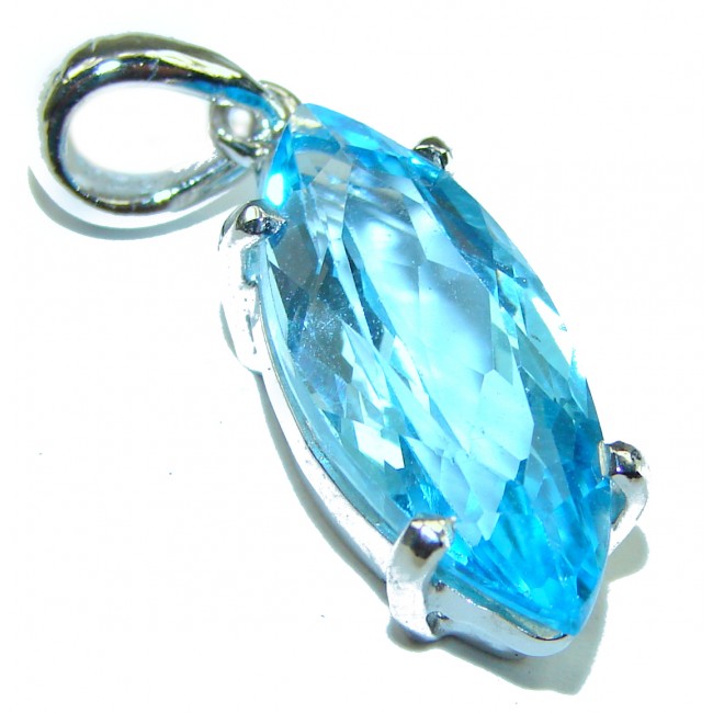 Swiss Blue Topaz .925 Sterling Silver handmade Pendant